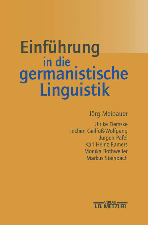 Book cover of Einführung in die germanistische Linguistik (1. Aufl. 2002)