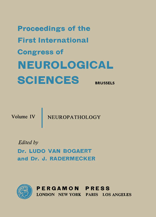 Book cover of Neuropathology: Brussels, 21-28 July 1957