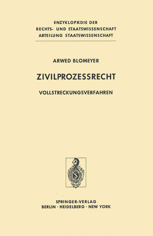 Book cover of Zivilprozeßrecht: Vollstreckungsverfahren (1975) (Enzyklopädie der Rechts- und Staatswissenschaft)
