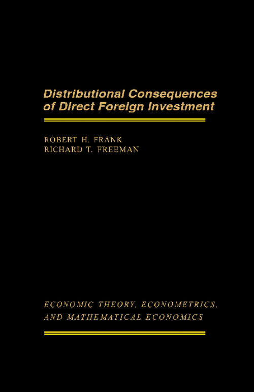 Book cover of Distributional Consequences of Direct Foreign Investment