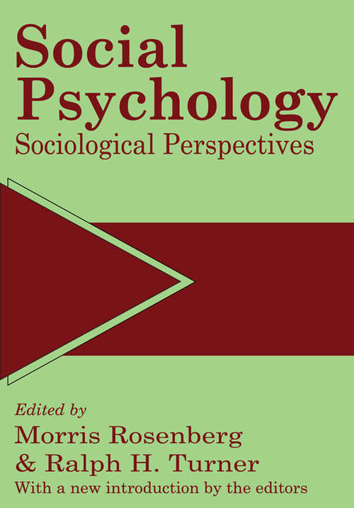 Book cover of Social Psychology: Sociological Perspectives