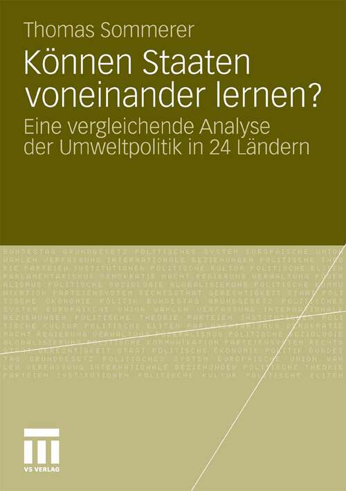 Book cover of Können Staaten voneinander lernen?: Eine vergleichende Analyse der Umweltpolitik in 24 Ländern (2011)