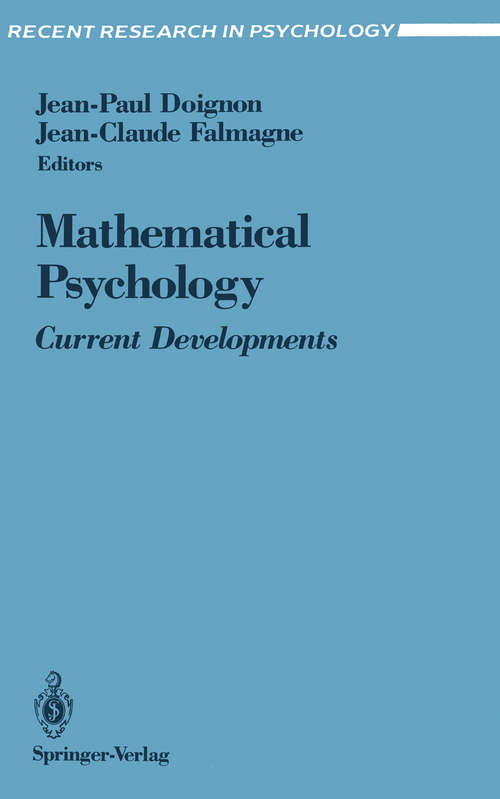 Book cover of Mathematical Psychology: Current Developments (1991) (Recent Research in Psychology)