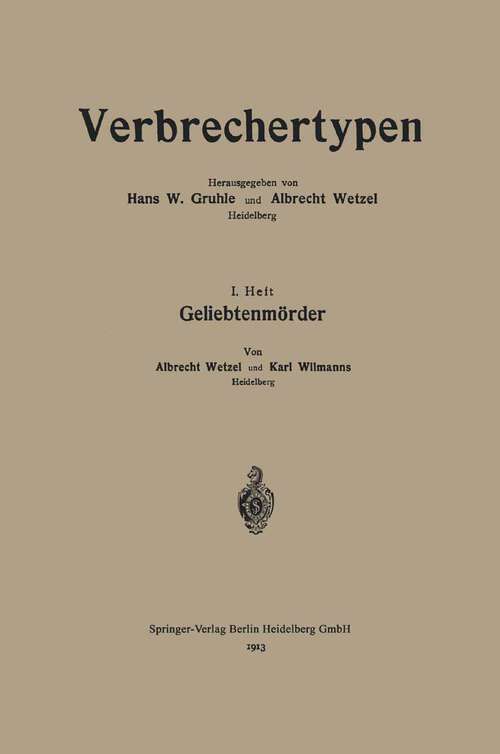 Book cover of Geliebtenmörder (1913)