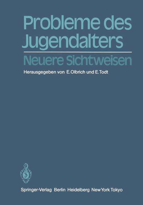 Book cover of Probleme des Jugendalters: Neuere Sichtweisen (1984)