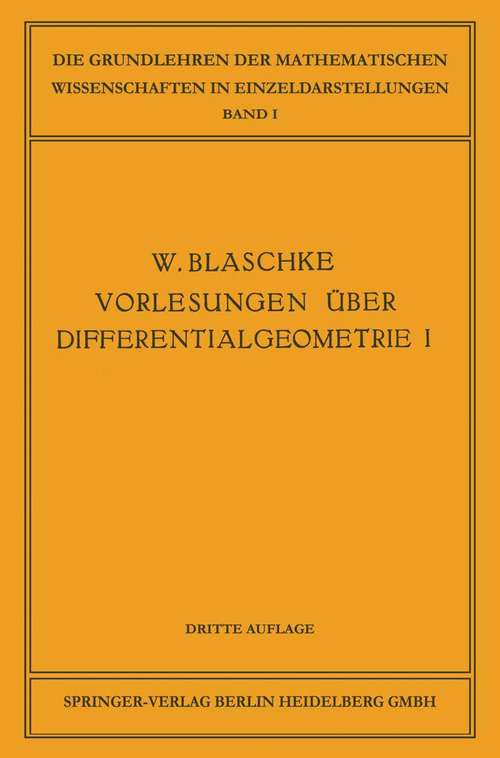 Book cover of Elementare Differentialgeometrie (3. Aufl. 1930) (Grundlehren der mathematischen Wissenschaften #1)