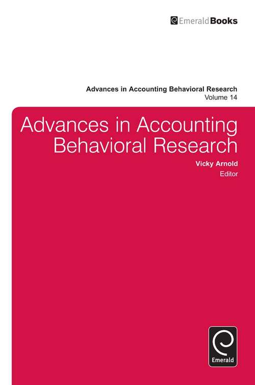 Book cover of Advances in Accounting Behavioral Research (Advances in Accounting Behavioral Research #14)
