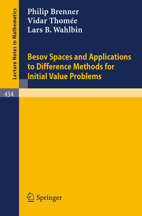 Book cover of Besov Spaces and Applications to Difference Methods for Initial Value Problems (1975) (Lecture Notes in Mathematics #434)
