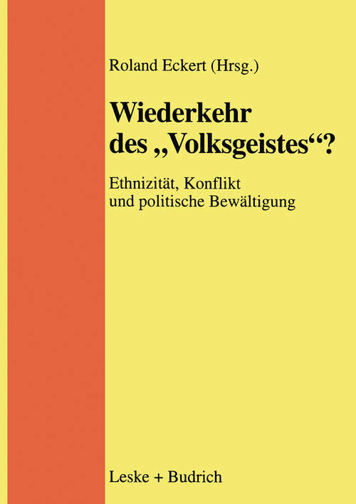 Book cover of Wiederkehr des „Volksgeistes“?: Ethnizität, Konflikt und politische Bewältigung (1998)