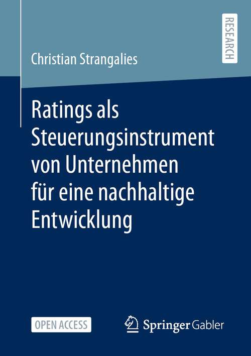 Book cover of Ratings als Steuerungsinstrument von Unternehmen für eine nachhaltige Entwicklung (2024)