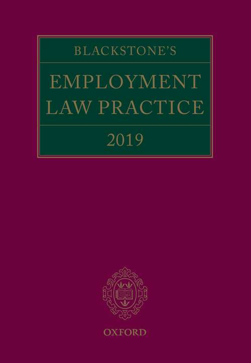 Book cover of Blackstone's Employment Law Practice 2019 (10)