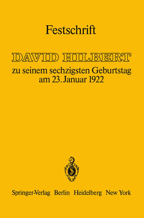 Book cover of Festschrift: zu seinem sechzigsten Geburtstag am 23.Januar 1922 (1982)