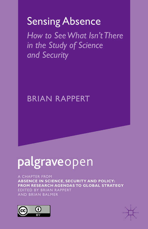 Book cover of Sensing Absence: Chapter 1 from Absence in Science, Security and Policy (2015)