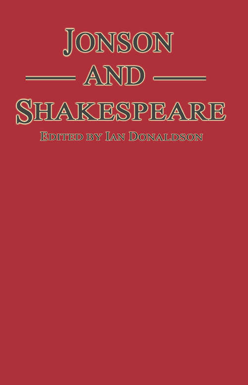 Book cover of Jonson and Shakespeare (1st ed. 1983) (The Humanities Research Centre)