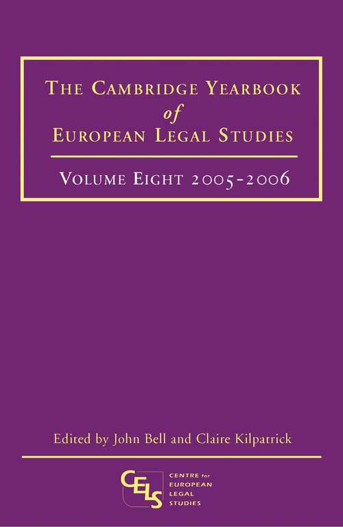 Book cover of Cambridge Yearbook of European Legal Studies, Vol 8, 2005-2006 (Cambridge Yearbook of European Legal Studies)
