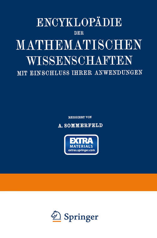 Book cover of Encyklopädie der mathematischen Wissenschaften mit Einschluss ihrer Anwendungen: Bd. 5, Teil 1. Physik (1903)