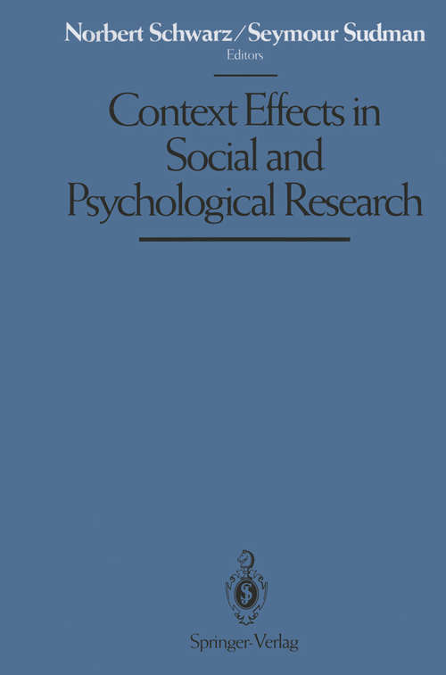 Book cover of Context Effects in Social and Psychological Research (1992)