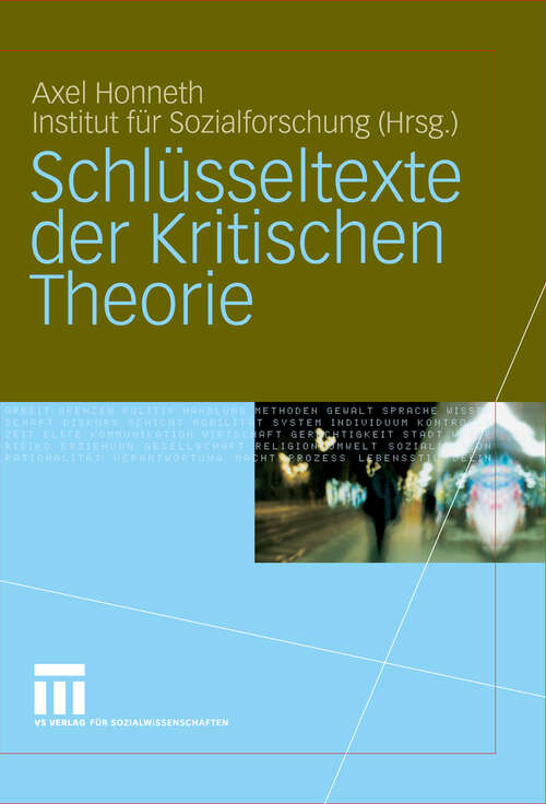 Book cover of Schlüsseltexte der Kritischen Theorie (2006)