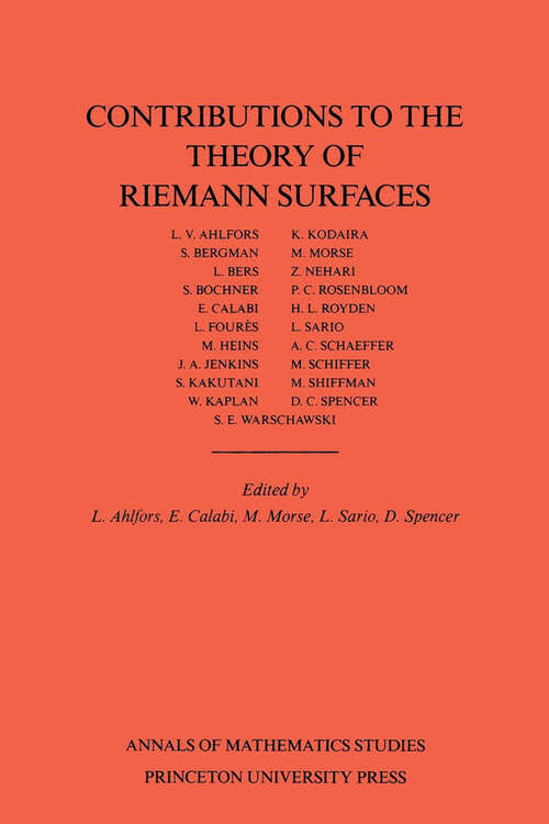 Book cover of Contributions to the Theory of Riemann Surfaces. (AM-30), Volume 30 (PDF)