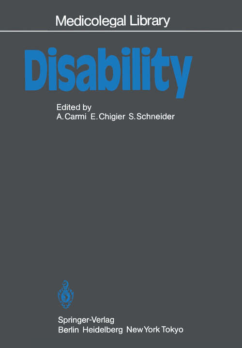 Book cover of Disability (1984) (Medicolegal Library #3)