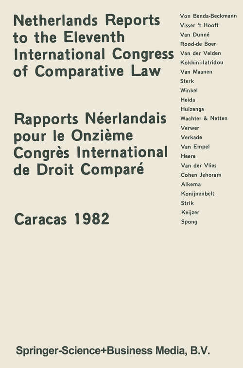Book cover of Netherlands Reports to the XIth International Congress of Comparative Law Caracas 1982 (1982)