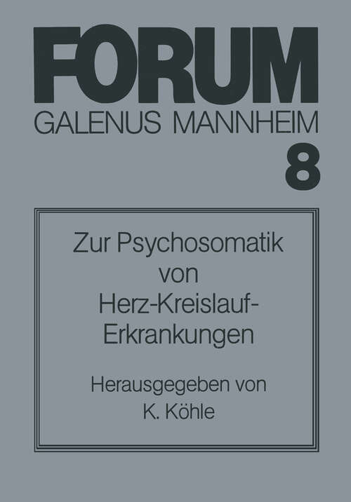 Book cover of Zur Psychosomatik von Herz-Kreislauf-Erkrankungen (1982)