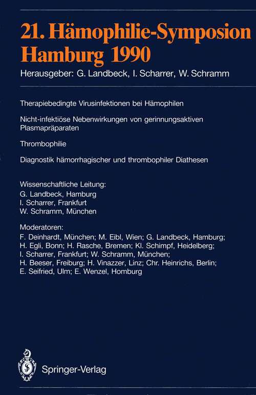 Book cover of 21. Hämophilie-Symposion: Hamburg 1990 (1991)
