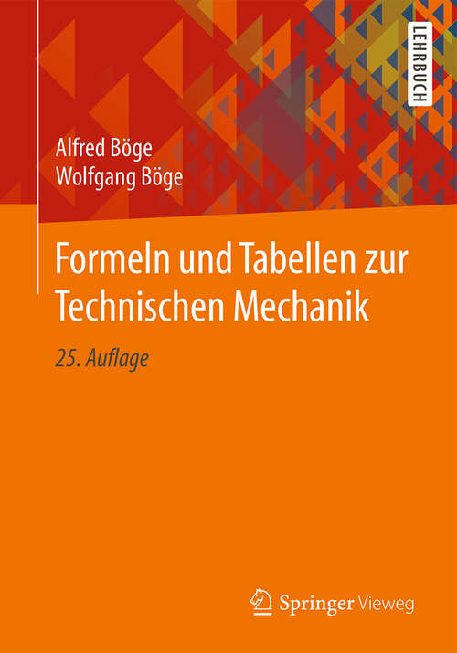 Book cover of Formeln und Tabellen zur Technischen Mechanik