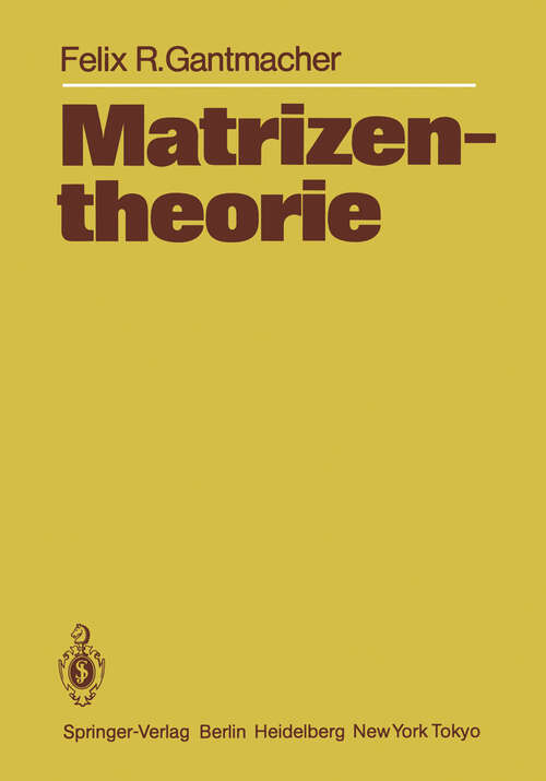 Book cover of Matrizentheorie (1986)