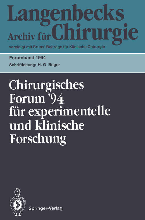 Book cover of 111. Kongreß der Deutschen Gesellschaft für Chirurgie München, 5.–9. April 1994 (1994) (Deutsche Gesellschaft für Chirurgie #94)