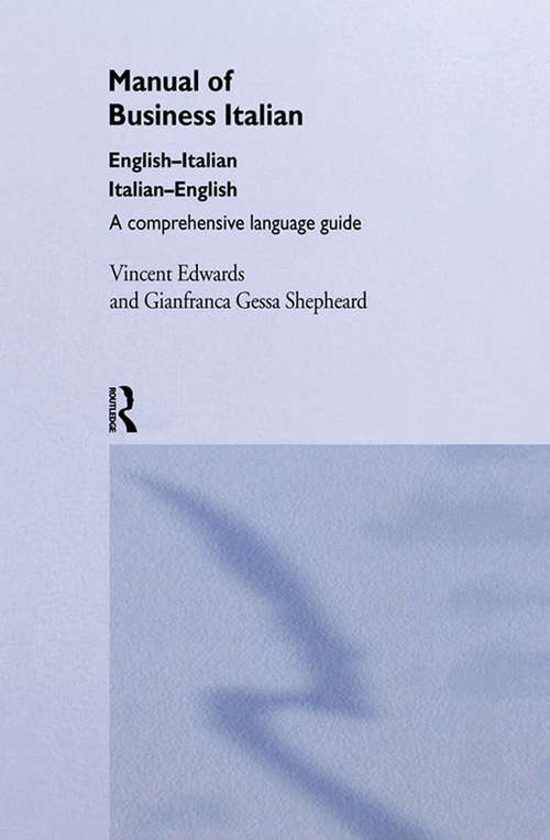 Book cover of Manual of Business Italian: A Comprehensive Language Guide