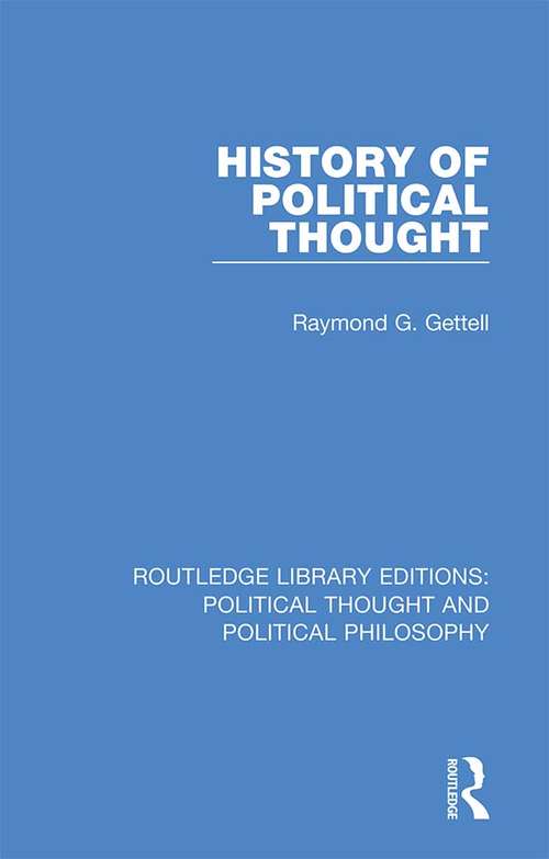 Book cover of History of Political Thought (Routledge Library Editions: Political Thought and Political Philosophy #25)