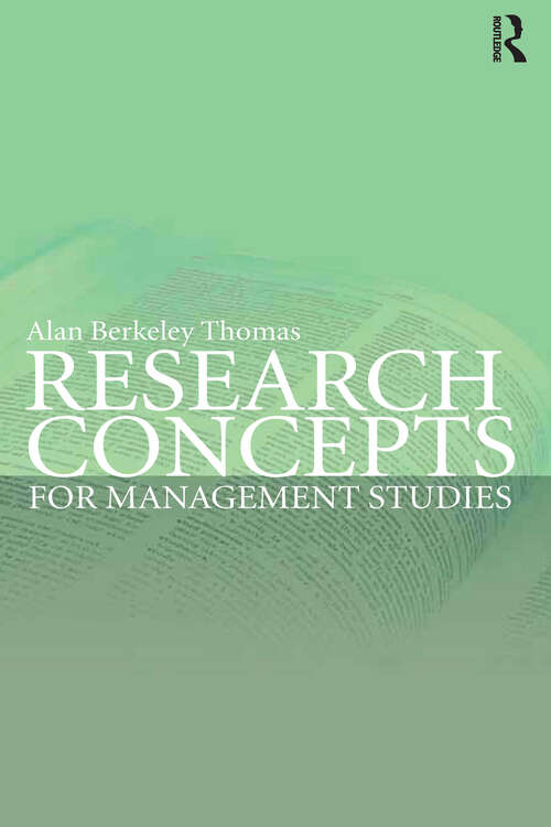 Book cover of Research Concepts for Management Studies
