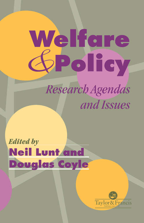 Book cover of Welfare And Policy: Research Agendas and Issues