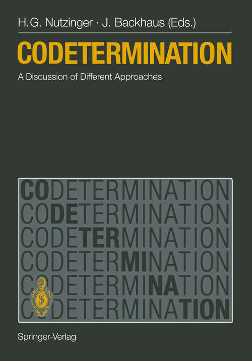 Book cover of Codetermination: A Discussion of Different Approaches (1989)