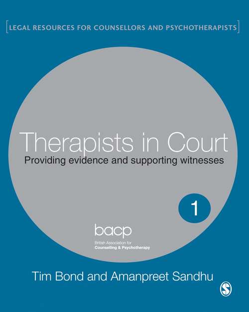 Book cover of Therapists in Court: Providing Evidence and Supporting Witnesses