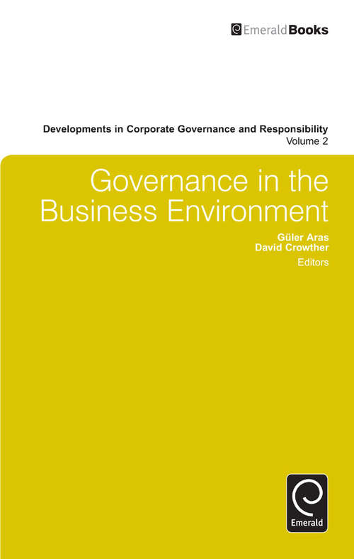 Book cover of Governance in the Business Environment (Developments in Corporate Governance and Responsibility #2)