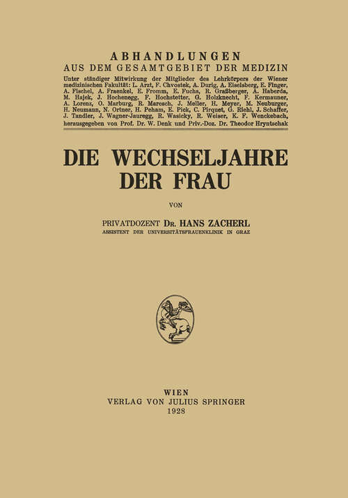 Book cover of Die Wechseljahre der Frau (1928)