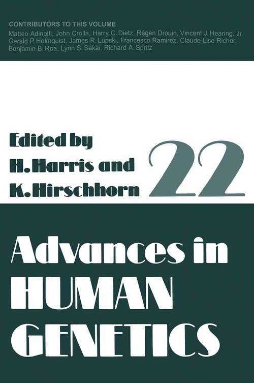 Book cover of Advances in Human Genetics (1994) (Advances in Human Genetics #22)