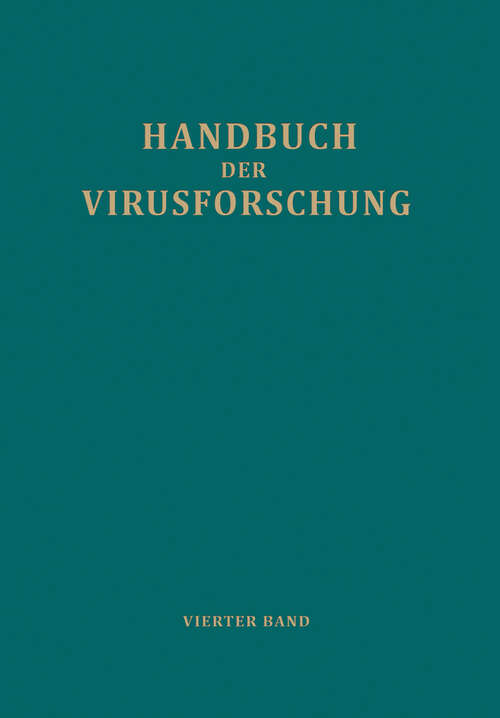 Book cover of Handbuch der Virusforschung: 4. Band (III. Ergänzungsband) (1958)