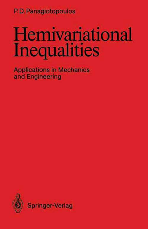 Book cover of Hemivariational Inequalities: Applications in Mechanics and Engineering (1993)