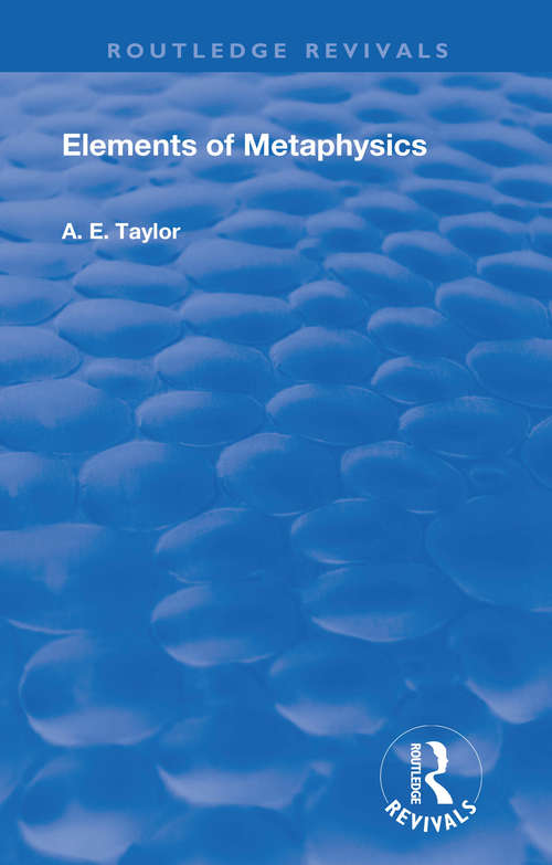 Book cover of Elements of Metaphysics (Routledge Revivals)