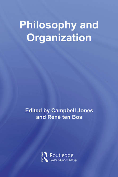 Book cover of Philosophy and Organization
