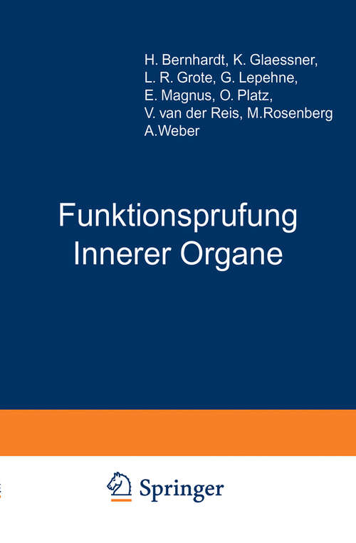 Book cover of Funktionsprufung Innerer Organe (2. Aufl. 1927)
