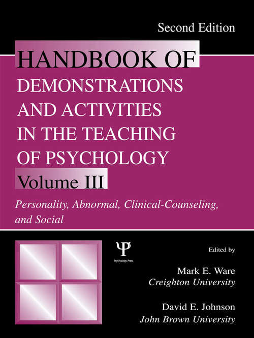 Book cover of Handbook of Demonstrations and Activities in the Teaching of Psychology: Volume III: Personality, Abnormal, Clinical-Counseling, and Social (2)