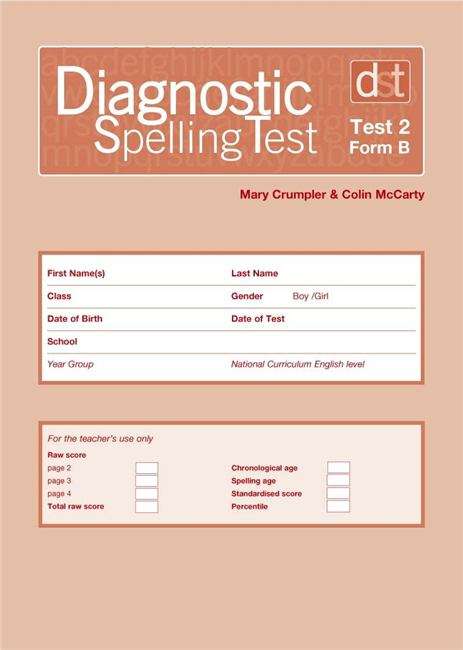 Book cover of Diagnostic Spelling Tests: Test 2 Form B (PDF)