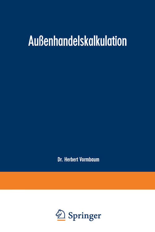 Book cover of Außenhandelskalkulation (1955) (Schriftenreihe für den Außenhandel)