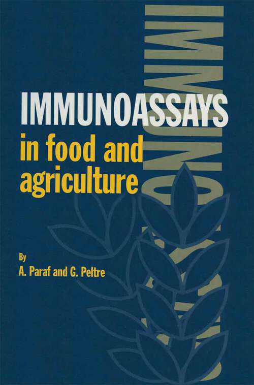 Book cover of Immunoassays in Food and Agriculture (PDF) (1991)