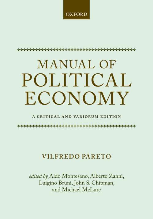 Book cover of Manual Of Political Economy: A Critical And Variorum Edition
