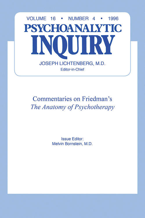 Book cover of Commentaries: Psychoanalytic Inquiry, 16.4